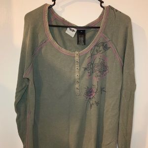 Olive Green Harley-Davidson Long Sleeve XL Top